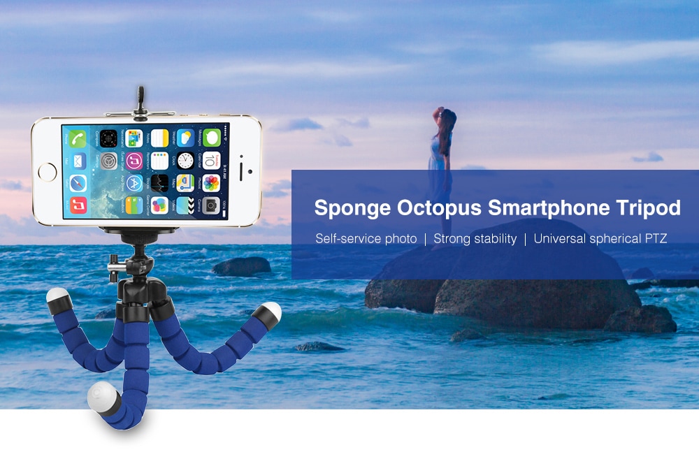 Sponge Octopus Tripod Mobile Phone Smartphone Tripod for Gopro Camera Accessory- Black