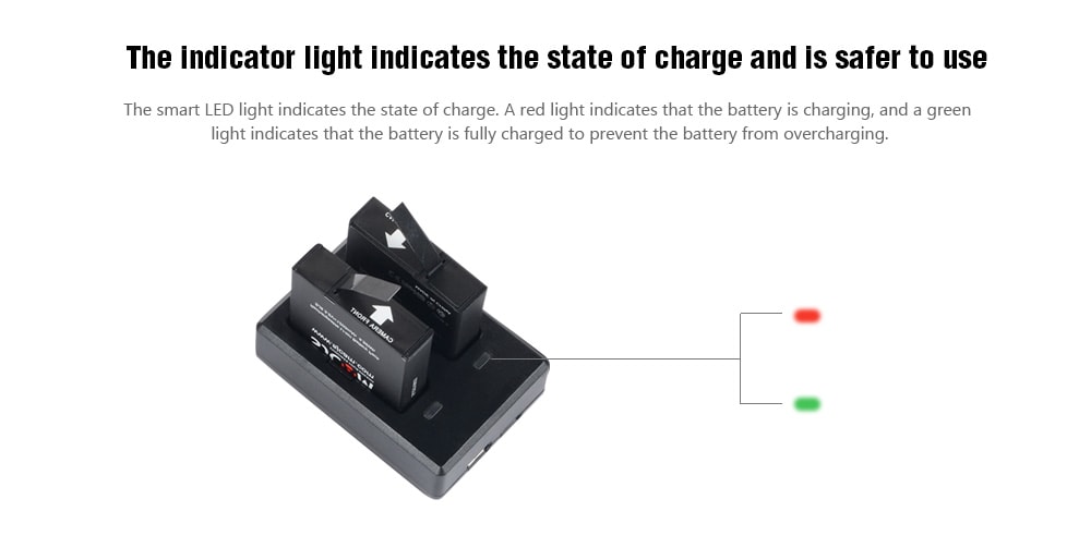 Original SJCAM Camera Battery Charger Dual-slot with Micro USB Cable for SJ8 Series Action Cameras- Black