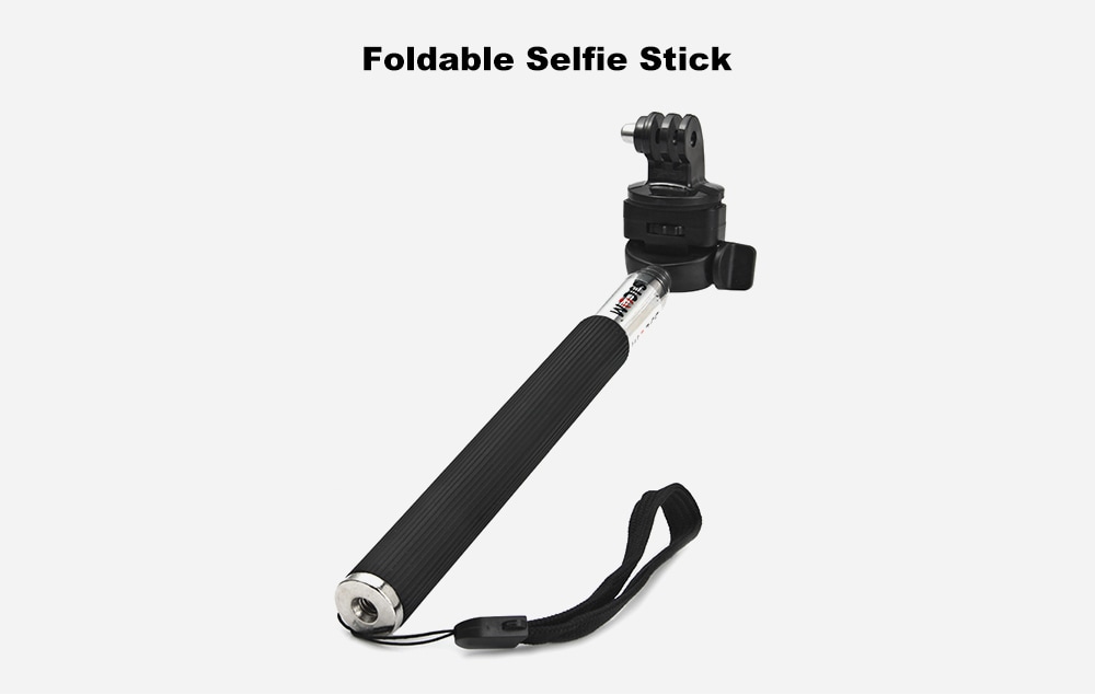 Original SJCAM Foldable Selfie Stick Camera Monopod with Adapter for GoPro Hero 4 / 3+ / 3 / 2 / 1 / SJ4000 / SJ5000 / SJ6000 Action Camera- Black