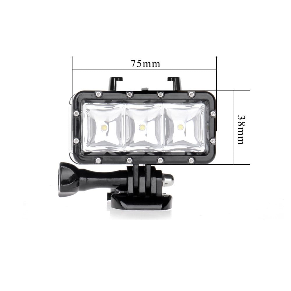 Video Diving Light - 30M Waterproof 3 LED Diving Lamp Video Light- Black