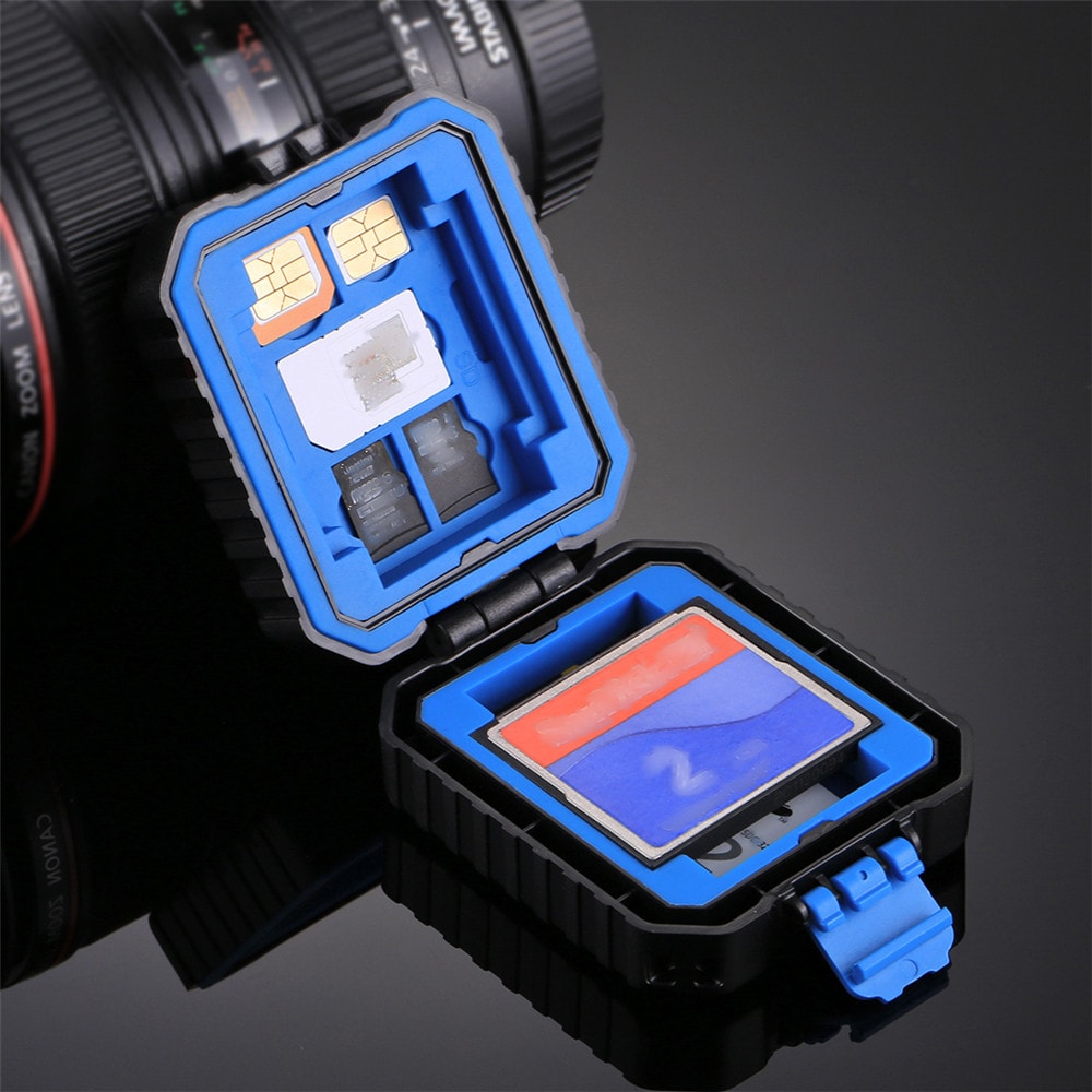 PULUZ Waterproof Micro SD CF TF  Holder Stocker Storage Box Memory Card Case- Black