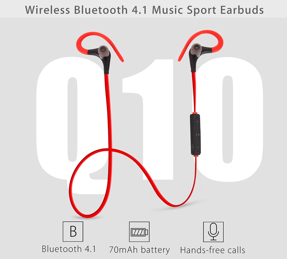 Q10 Wireless Bluetooth 4.1 Music In-ear Sport Earbuds with Mic Support Hands-free Calls Multi-connection- Blue