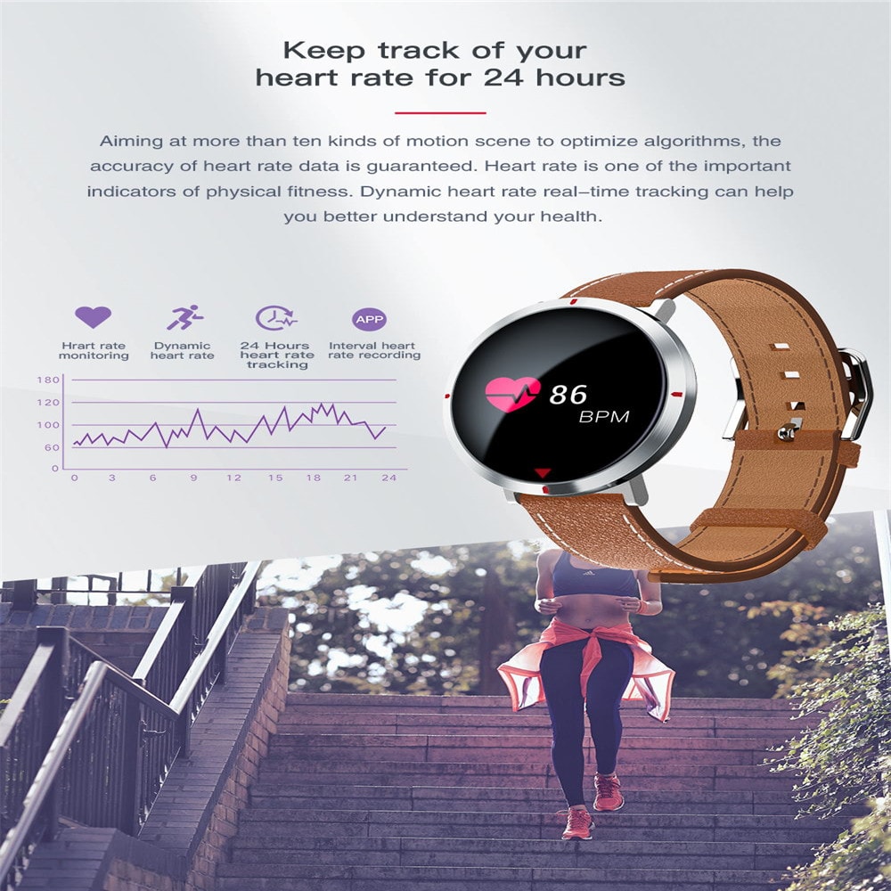 Sport Record SMS Push Heart Rate Monitor Smart Bracelet for IOS Android- Black