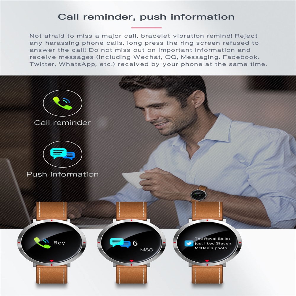 Sport Record SMS Push Heart Rate Monitor Smart Bracelet for IOS Android- Black