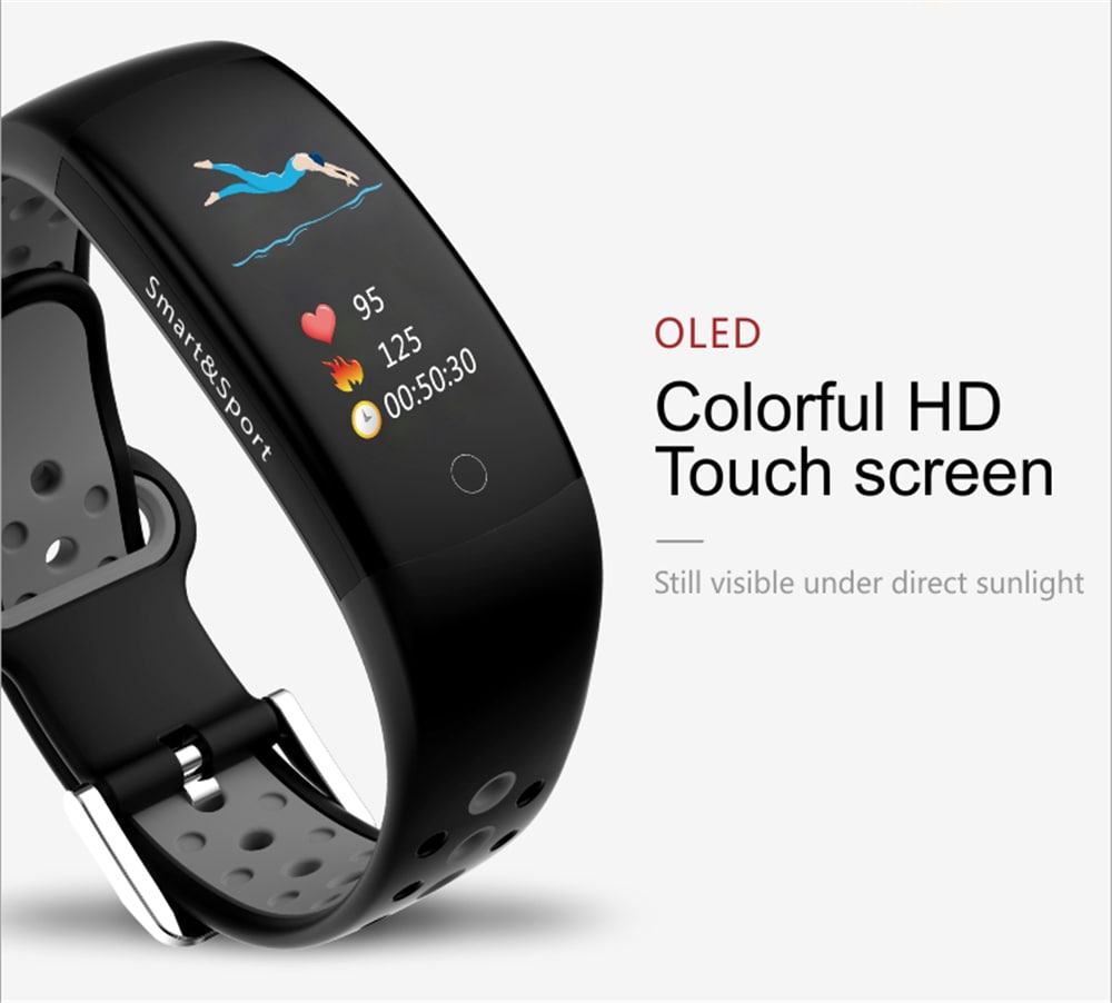 Q6S Color Screen Smart Bracelet Step Heart Rate Blood Pressure 3D Dynamic Ui- Red