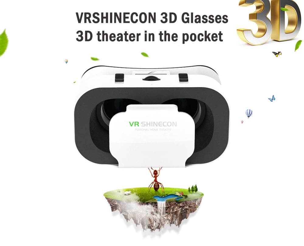 VRSHINECON 3D VR Headband Virtual Reality Goggles Glasses for Smartphone- White