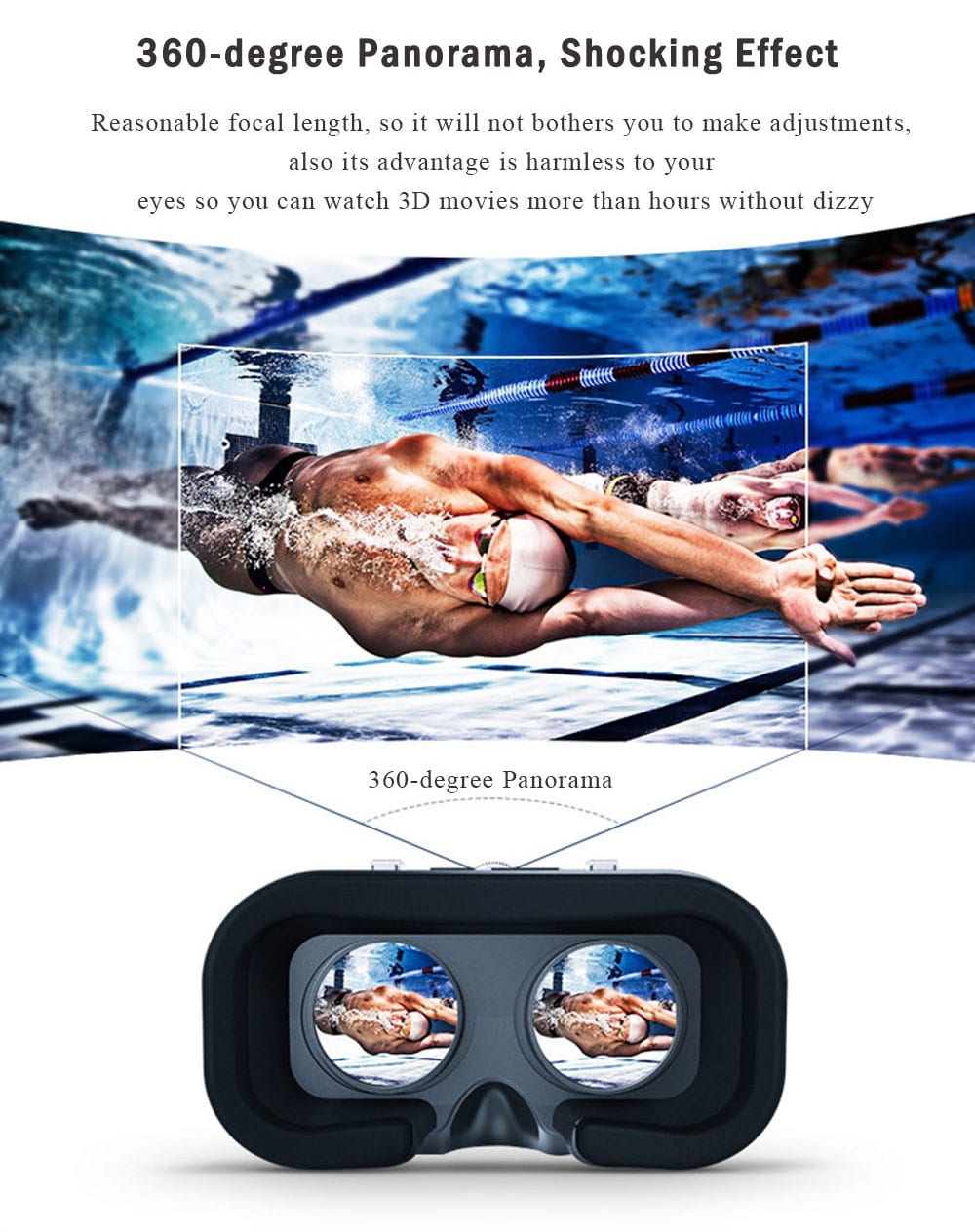 VRSHINECON 3D VR Headband Virtual Reality Goggles Glasses for Smartphone- White