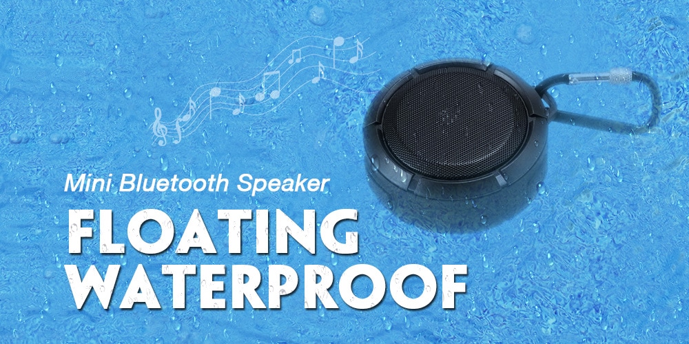 Bluetooth Waterproof Speaker Floating IPX7 Wireless Speaker Pocket-Sized Speaker with Carabiner- Black