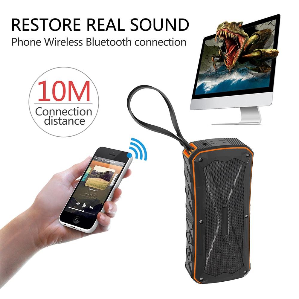 S610 Portable Outdoor Waterproof Bluetooth Speaker- Orange