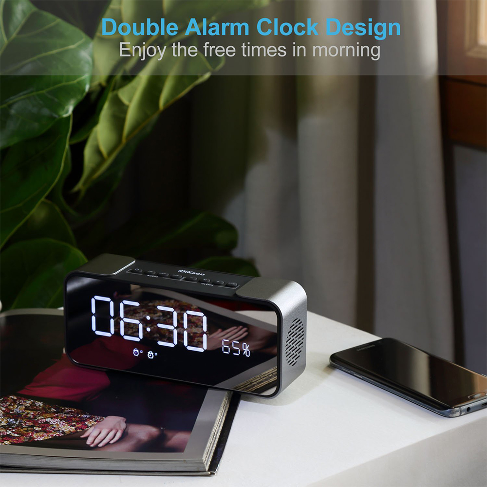 SDH - 4000 Portable Wireless Stereo Speaker with Alarm Clock- Ash Gray