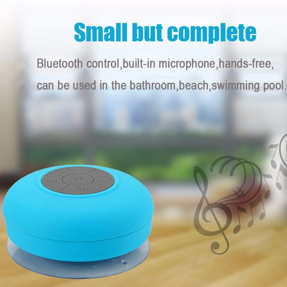 Sucker Wireless Bluetooth Speaker  Waterproof Bass Music for iPhone X- Day Sky Blue