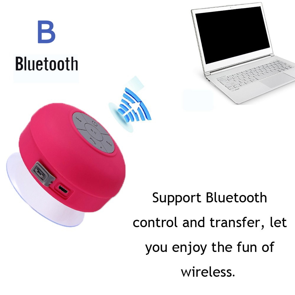 Sucker Wireless Bluetooth Speaker  Waterproof Bass Music for iPhone X- Day Sky Blue