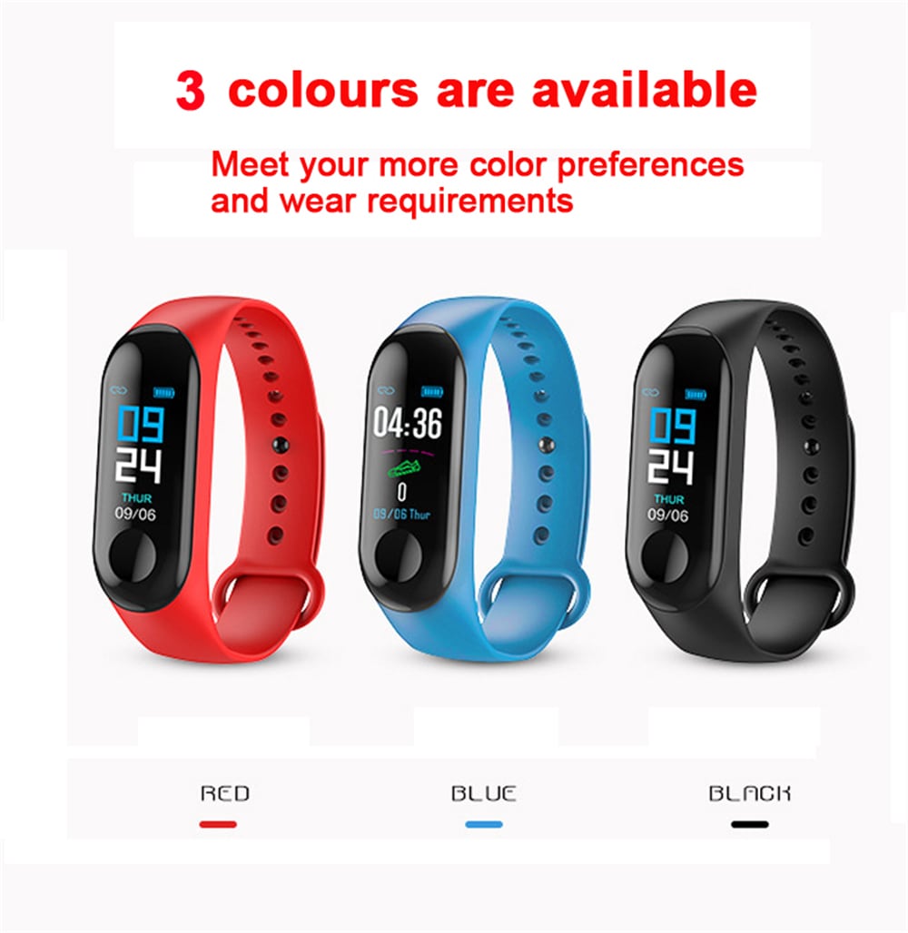 V5 M3PLUS Intelligent LED Color Screen Watch Sports Health Pedometer- Multi-B