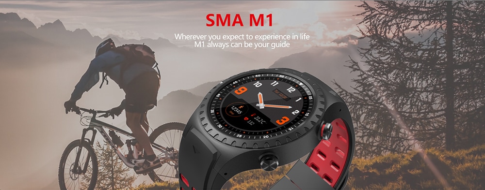 SMA M1 IP67 Waterproof Smartwatch Heart Rate Tracker Compass GPS Smart Bracelet- Gray