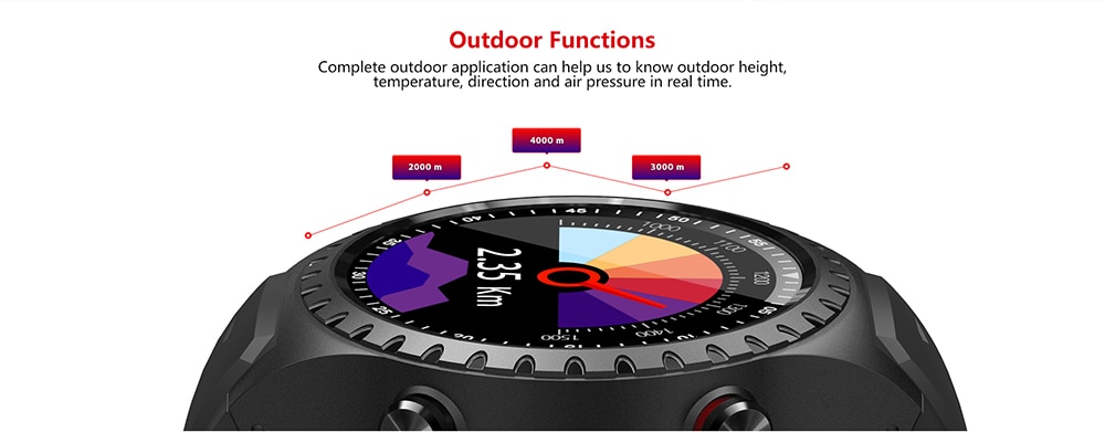 SMA M1 IP67 Waterproof Smartwatch Heart Rate Tracker Compass GPS Smart Bracelet- Gray