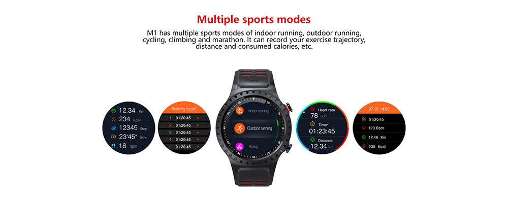 SMA M1 IP67 Waterproof Smartwatch Heart Rate Tracker Compass GPS Smart Bracelet- Gray