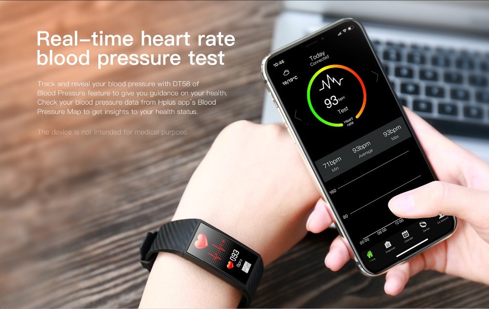 Waterproof Smart Wristband Heart Rate Watches ECG Smart Bracelet Fitness Tracker- White