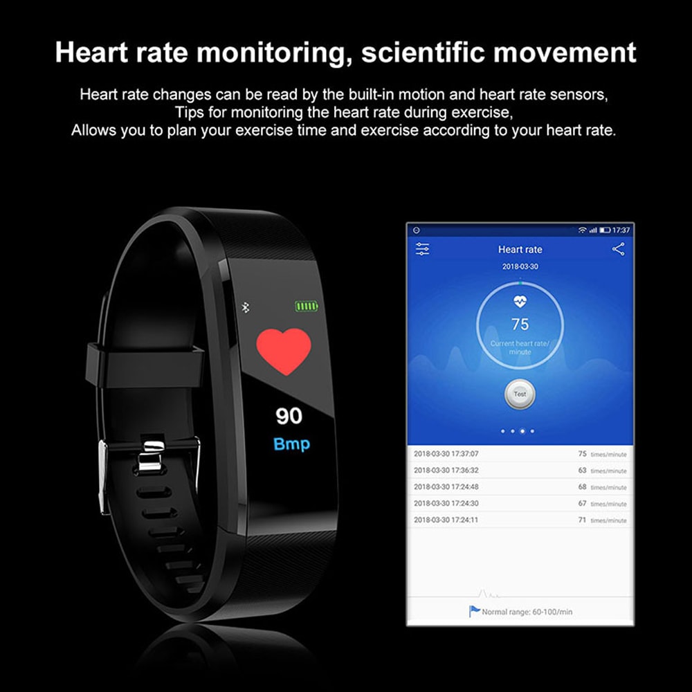 Sports Bluetooth IPX7 Waterproof Smart Bracelet with Heart Rate Monitoring Pedometer Functions- Medium Orchid