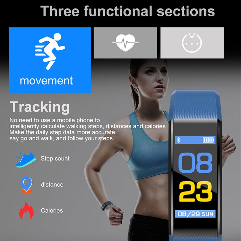 Sports Bluetooth IPX7 Waterproof Smart Bracelet with Heart Rate Monitoring Pedometer Functions- Medium Orchid