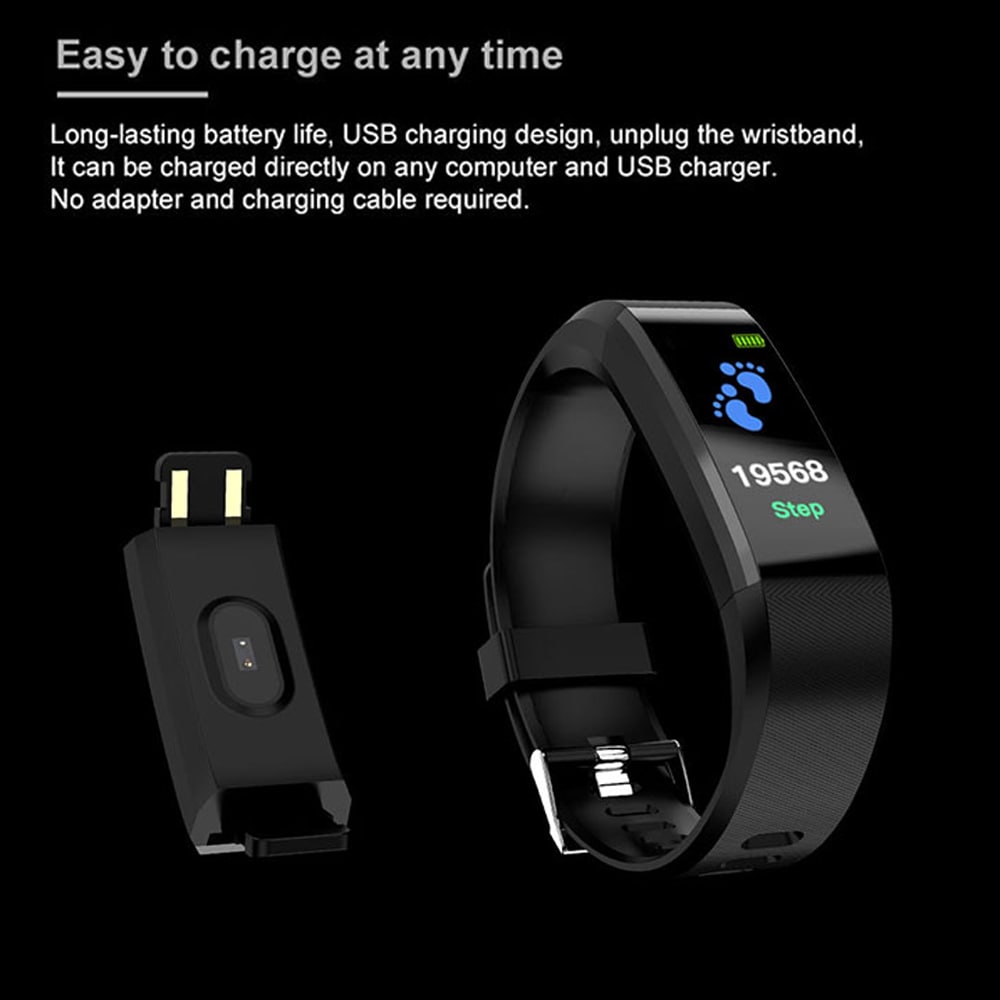 Sports Bluetooth IPX7 Waterproof Smart Bracelet with Heart Rate Monitoring Pedometer Functions- Medium Orchid