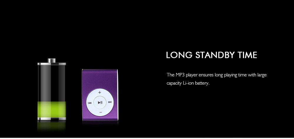 USB Mini MP3 Player Support 32GB Micro SD TF Card With Headphone- Purple