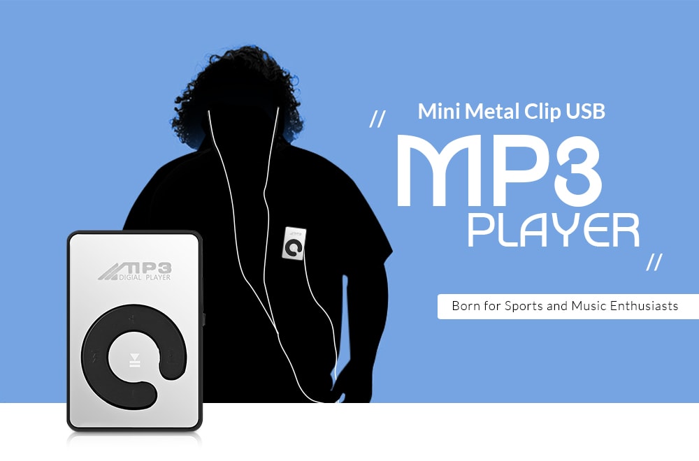 High-quality Sports Mini USB Metal Clip MP3 Player- White