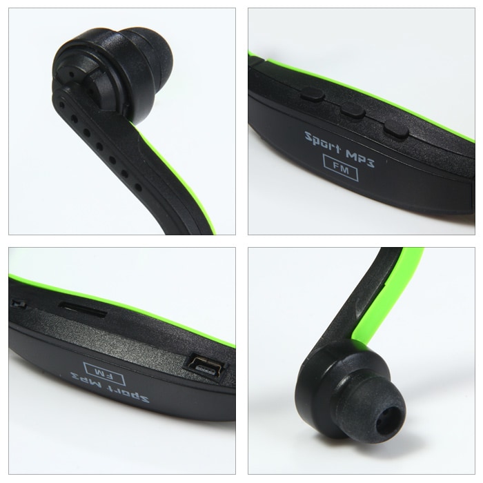 New Style TF Card On-head Sports MP3 Player- Green