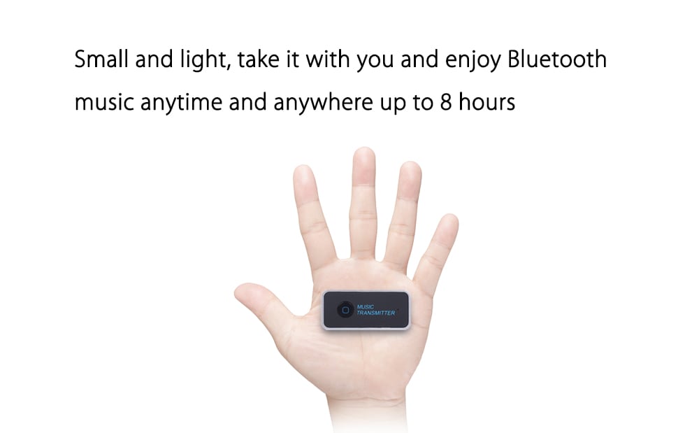 Wireless Bluetooth Transmitter Connected to 3.5mm Audio Devices Portable Stereo Music Transmission- Black