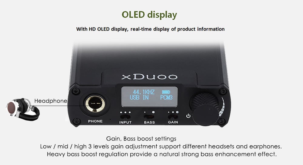 XDUOO XD - 05 Portable Digital Audio Converter Headphone Amplifier OLED Display- Black