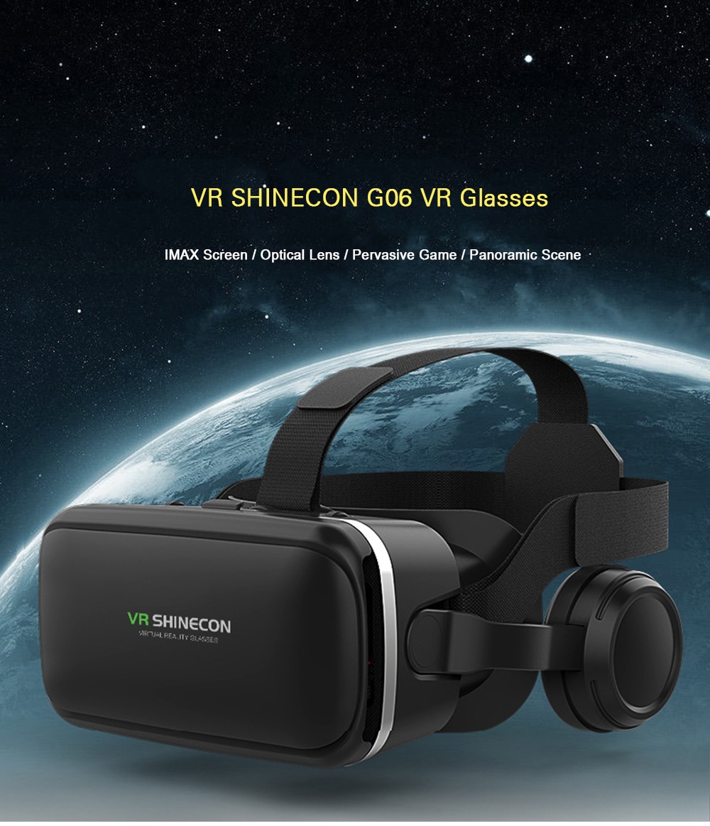 VR SHINECON G06 VR Glasses 3D Virtual Reality Headset for 4.0 - 6.0 inch Phones- Black