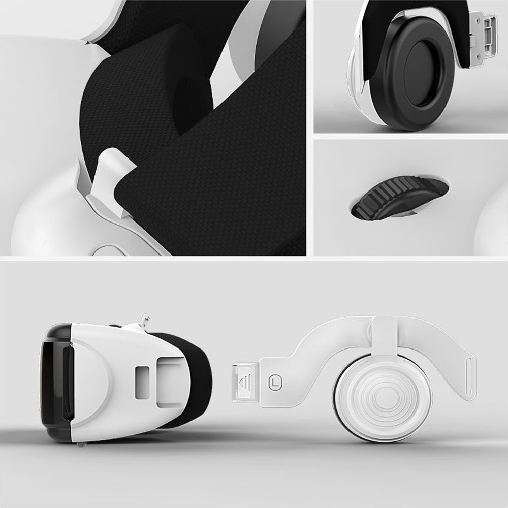 SHINECON New 3D Virtual Reality VR Glasses Come with HiFi Headphone- White