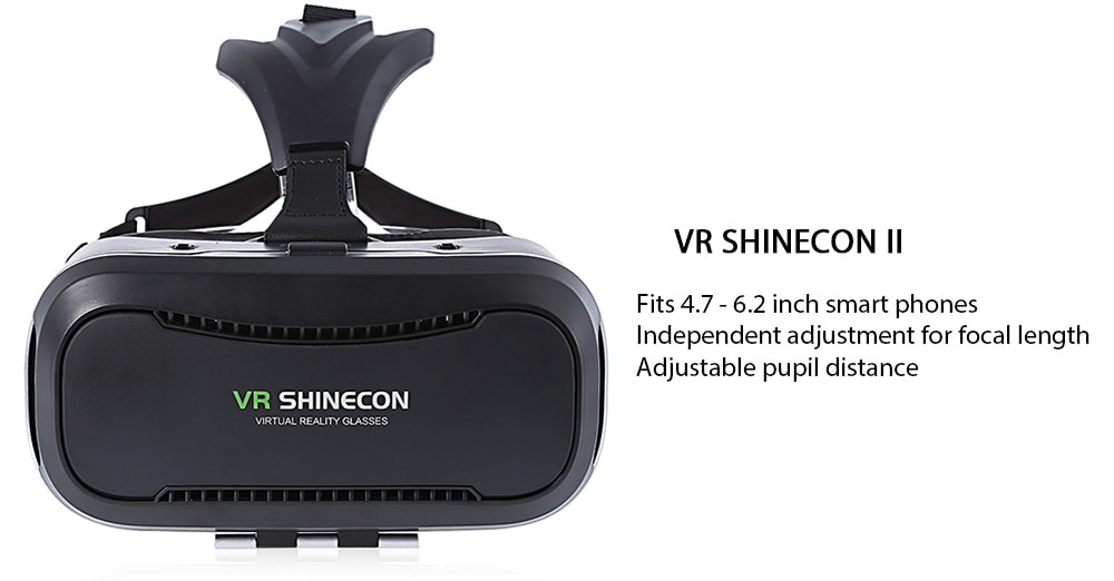 VR SHINECON II 3D Virtual Reality Head-Mounted Video VR Glasses for 4.7 - 6.2 inch Smartphones- Black