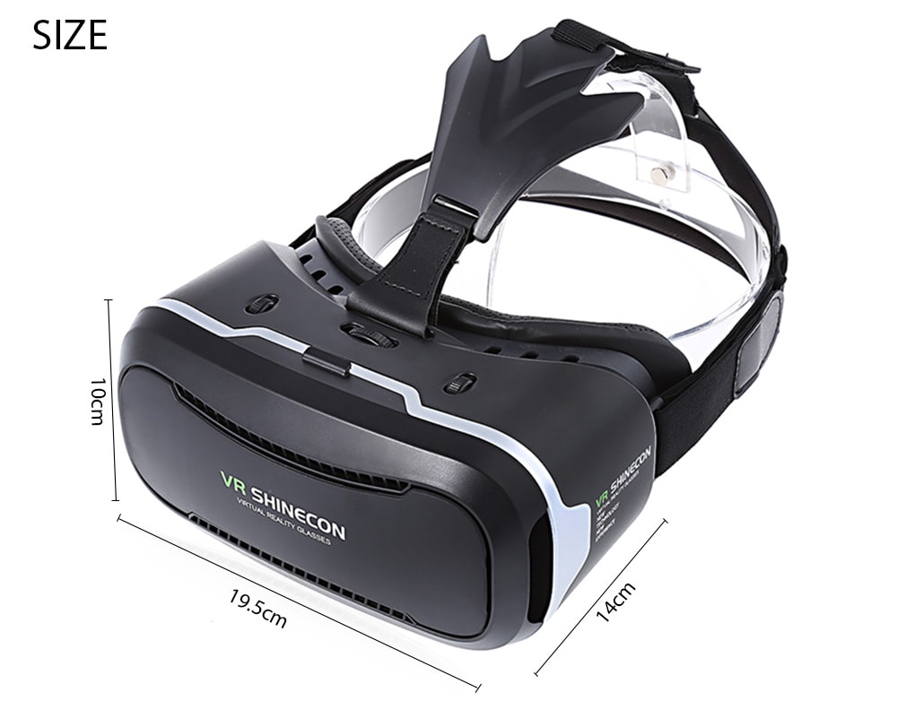 VR SHINECON II 3D Virtual Reality Head-Mounted Video VR Glasses for 4.7 - 6.2 inch Smartphones- Black