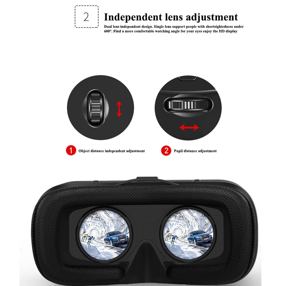 VR Virtual Reality 3D Glasses Video Game Movie for iPhone X- Jet Black