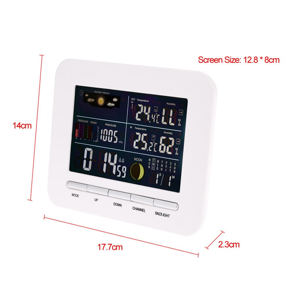 TS - 76 Multi-functional 433MHz Wireless Weather Station Digital LCD Thermometer Hygrometer Clock Alarm Barometer Calendar Moon Phase Display- White