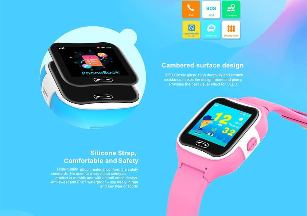 SMA M2 2G Smartwatch Phone 1.3 inch MTK2530 4MB RAM 16MB ROM IP67 350mAh Built-in- Pink