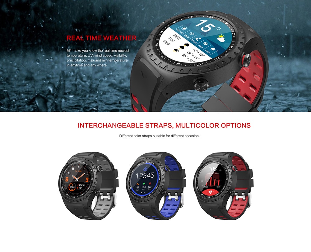 SMA M1S 2G Smartwatch Phone 1.3 inch MTK nucleus MTK2503 32MB RAM 128MB ROM Sedentary Reminder Bluetooth 3.0 + 4.0 320mAh Built-in- Black BLACK+RED