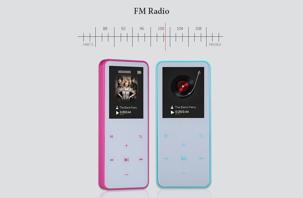 W01 Colorful Lossless HiFi MP4 Touch Screen Music Player with Long Standby- Rose Red 4G