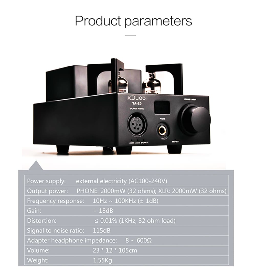 XDUOO TA - 20 High Performance Balanced Tube Headphone Amplifier- Black