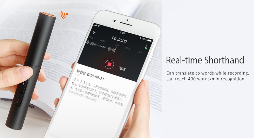 Sogou TR182 18 Languages Two-way Voice Bluetooth Translator Real-time Simultaneous Interpreter Recording Pen- Black