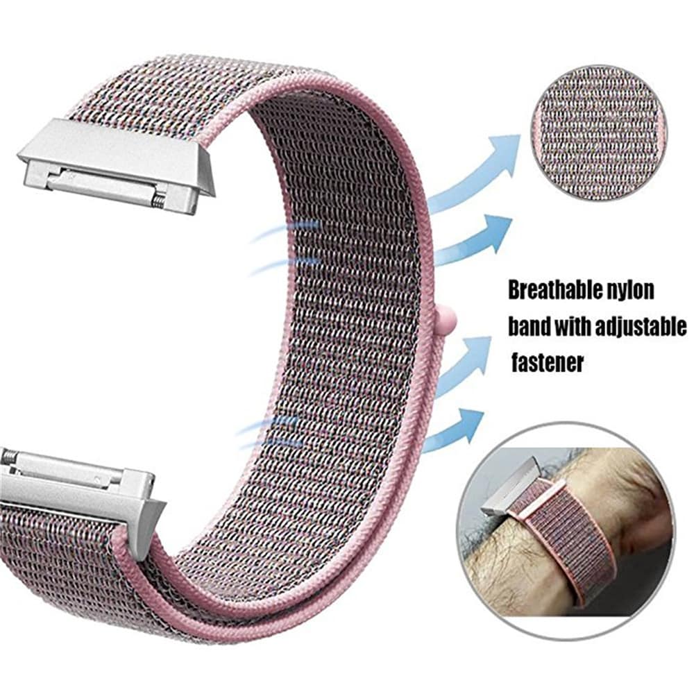 Woven Nylon Sport Loop Band Adapter for Fitbit Ionic- Pink