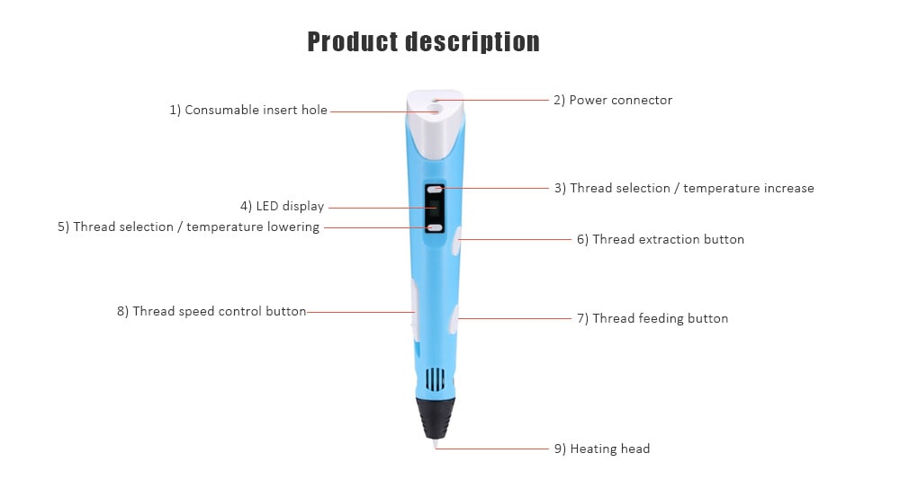 V2S 3D Printer Printing Pen - Blue Ivy