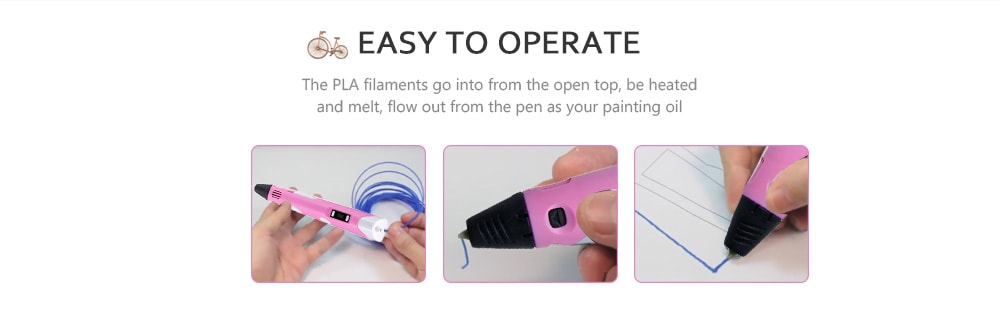 V2S Portable 3D Printing Drawing Pen with LED Screen  - Hot Pink