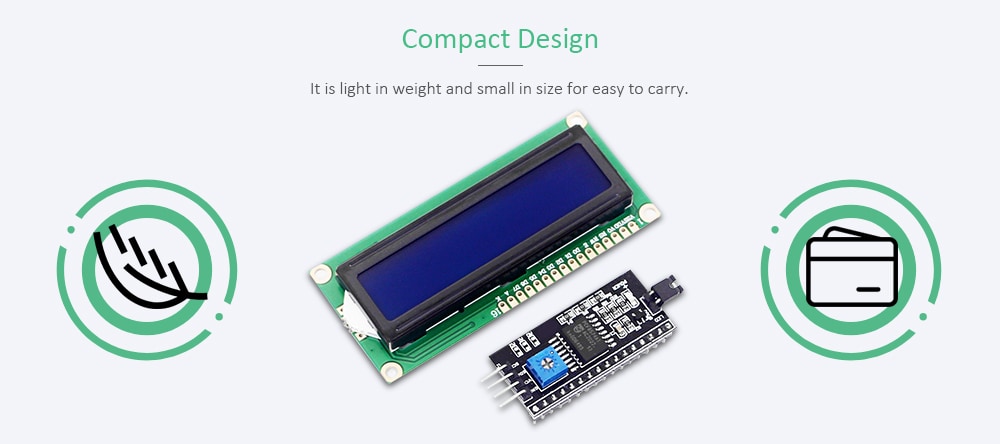 IIC / I2C + 1602 Blue Screen LCD Display Module for Arduino- Blue