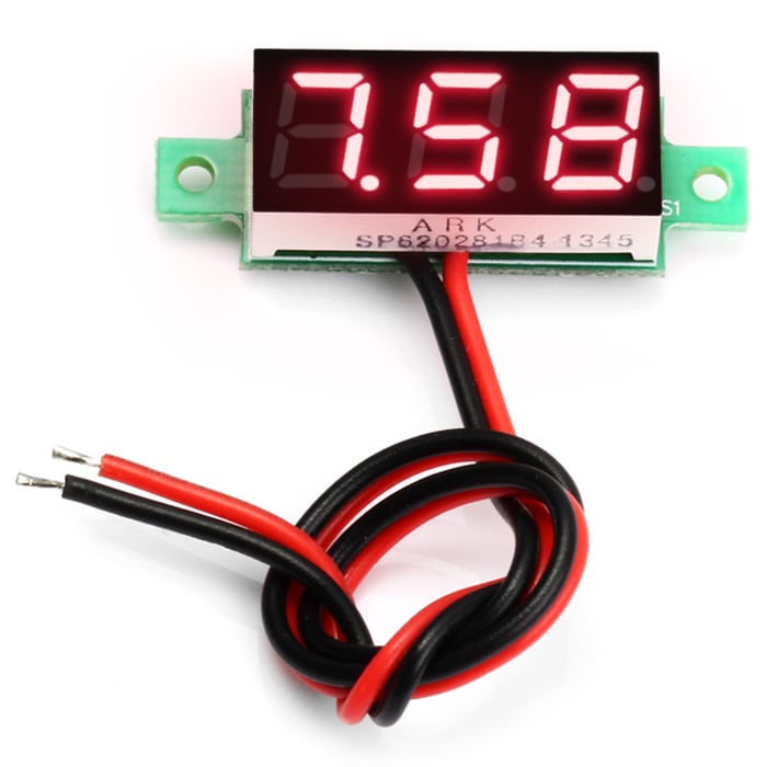 V18D 0.28 inch Red LED DC Voltmeter Module Dual Wire with Fine Adjustment for DIY- Red