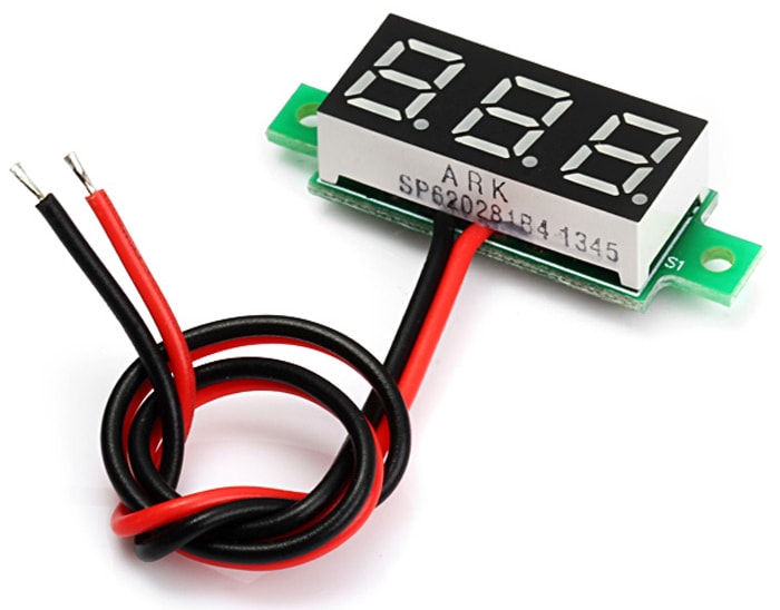 V18D 0.28 inch Red LED DC Voltmeter Module Dual Wire with Fine Adjustment for DIY- Red