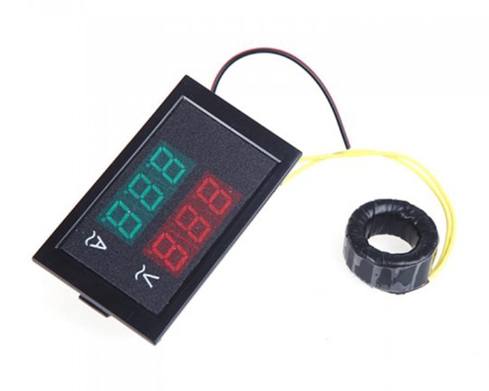 Digital LED Voltage Meter Ammeter Voltmeter with Current Transformer AC 80-300V 0-99.9A Dual Display- Black