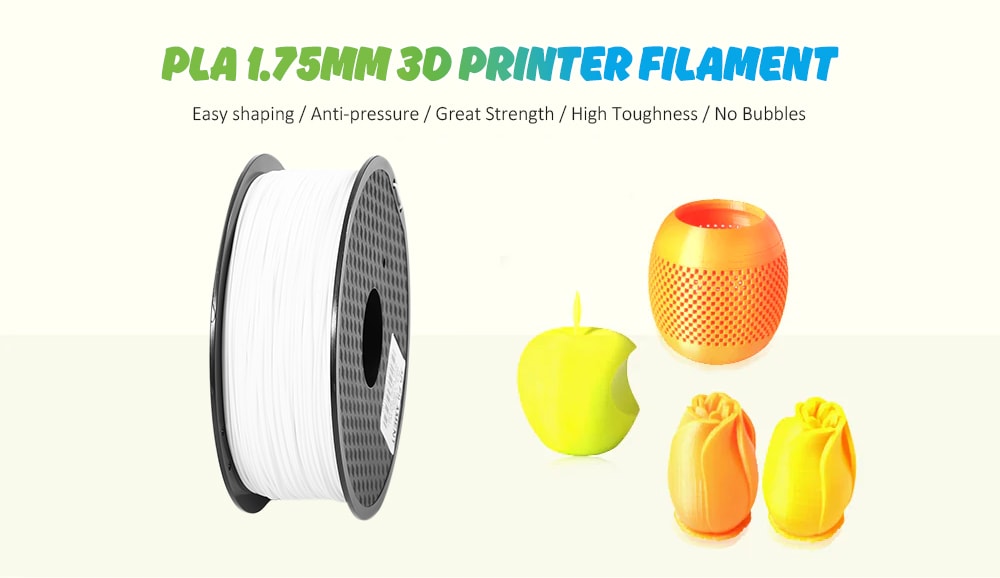 PLA 3D Printer Filament 1 KG Spool 1.75 MM 400M- White Regular