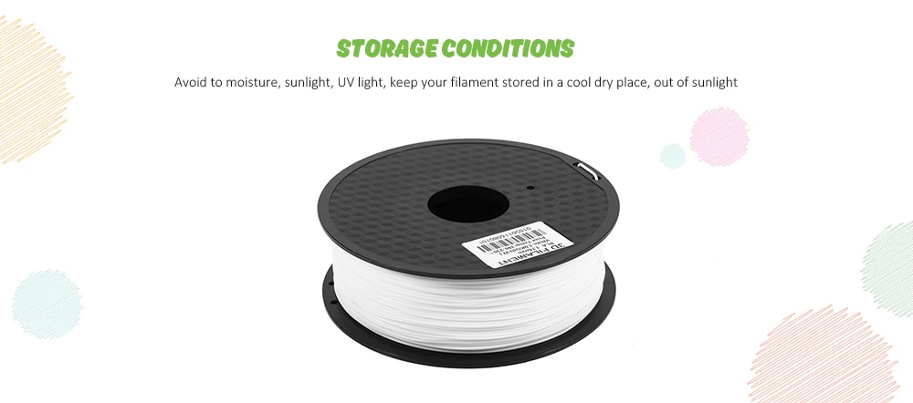 PLA 3D Printer Filament 1 KG Spool 1.75 MM 400M- White Regular