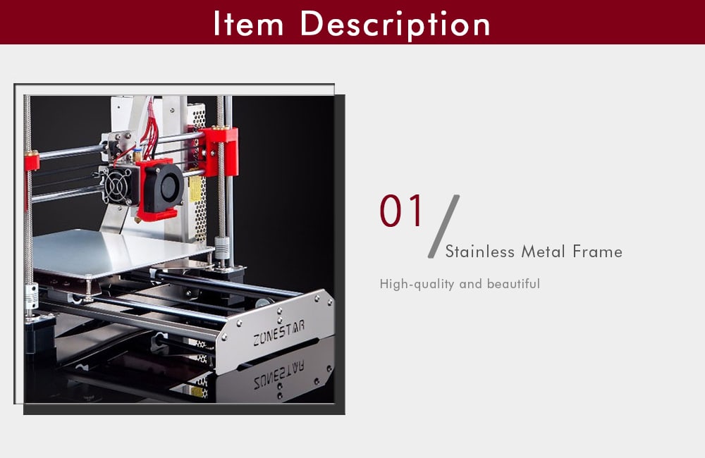 Zonestar P802Q Metal Frame Reprap Prusa I3 DIY 3D Printer Kit- Silver US Plug